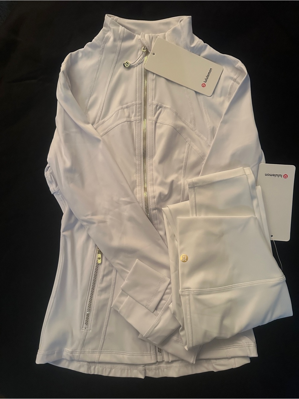 athletica White Zip Athletic Jacket & Leggings Set